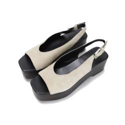 Massimo Dutti 【厚底增高】女式时尚百搭小个子增高厚底坡跟鱼嘴气质高跟鞋凉鞋