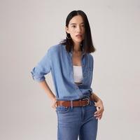 限尺码：Levi's 李维斯女士宽松简约气质时尚通勤cleanfit蓝色上衣牛仔衬衫