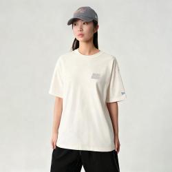 NEW ERA 春夏新款字母短袖T恤男女发泡印花宽松浅色纯棉