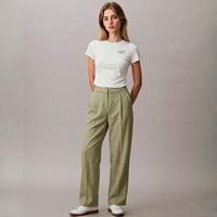 限尺码：Massimo Dutti 女式简约休闲百搭纯色含亚麻直筒休闲长裤