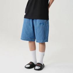 NEW ERA 刺绣标志图案牛仔短裤 男女同款情侣款潮
