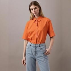 Massimo Dutti 女士醋酯纤维翻领短袖衬衫