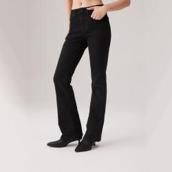 Levi's 女士冬暖系列725美式复古clean fit高腰微喇修身黑色牛仔裤