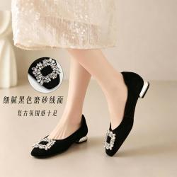 朗姿 高级感水钻方扣单鞋女2026春夏新款巨好看百搭女鞋
