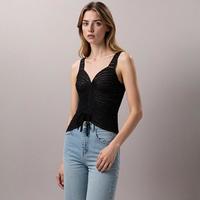 Massimo Dutti 女式纯欲度假风简约百搭休闲V领针织吊带背心
