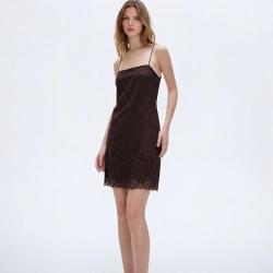 Massimo Dutti 摩登精致复古风拼接镂空钩花下摆舒适吊带连衣裙