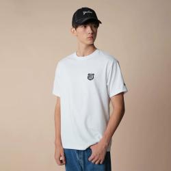 NEW ERA 贴布刺绣背面印花圆领短袖T恤情侣款宽松百搭t恤上衣潮