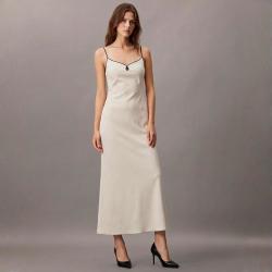 Massimo Dutti 缎面镶边吊带连衣裙