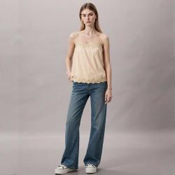 Massimo Dutti 女式时尚气质款刺绣镂空设计一字领吊带背心衬衫
