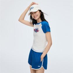 Gap 女装2026夏季款logo印花撞色插肩袖修身短袖T恤上衣892574