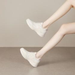 朗姿 头层牛皮26春季百搭厚底内增高老爹鞋高级感运动鞋真皮女休闲鞋