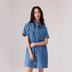 Levi's 李维斯26年春夏新款女士美式复古休闲牛仔短袖衬衫连衣裙