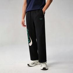 NEW ERA 复古字母印花休闲松紧腰直筒针织运动裤 男女同款