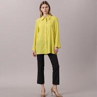 Massimo Dutti 女式小众休闲背部扭结开叉不规则设计翻领长袖衬衫