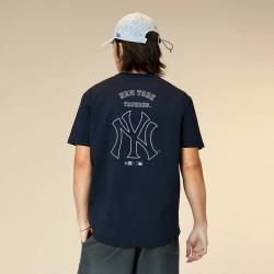 NEW ERA MLB纽约洋基队NY字母印花圆领短袖T恤 男女同款