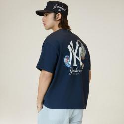 NEW ERA MLB球队印花logo刺绣圆领透气针织短袖T恤男女潮