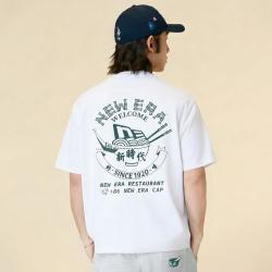 NEW ERA 新时代中餐馆系列后背字母印花舒适简约新中式短袖T恤潮