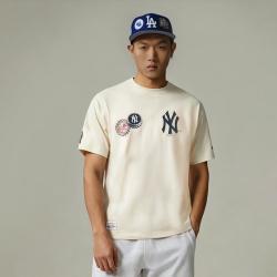 NEW ERA 2024春夏MLB印花T恤男女简约NY徽章宽松短袖t恤潮