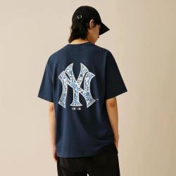 NEW ERA 夏季MLB青花瓷系列圆领潮流百搭短袖T恤男女同款