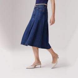 Levi's 李维斯女士宽松A字时尚休闲百褶牛仔裙001VN