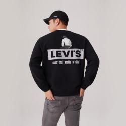Levi's 美式LOGO印花宽松圆领落肩男士卫衣