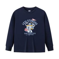 Levi's 26春新品李维斯童装男童长袖T恤女童套头圆领长T儿童打底衫