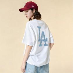 NEW ERA MLB夏季腰果花运动短袖T恤透气男女情侣圆领t恤上衣潮