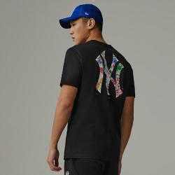 NEW ERA MLB圆领短袖T恤男女情侣款NY花卉印花宽松t恤潮
