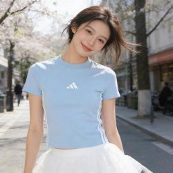 adidas 女士经典圆领修身T恤
