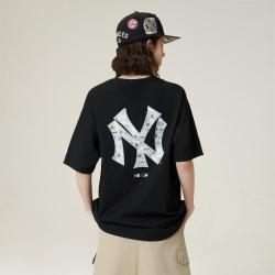 NEW ERA MLB刺绣卡通动物图案字母印花宽松圆领短袖T恤男女同款