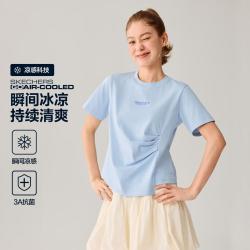 斯凯奇 26年秋短袖t恤女不对称高级感上衣时尚休闲女t
