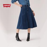 Levi's 李维斯26年春夏新款女士美式复古休闲A字中长牛仔百褶裙