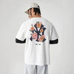 NEW ERA MLB纽约洋基队玫瑰花微标宽松圆领短袖T恤