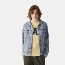 Gap 男装春季款纯棉翻领水洗牛仔服浅色基础常规外套723096