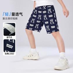 Levi's 男童短裤夏季透气薄款休闲裤儿童裤子李维斯童装