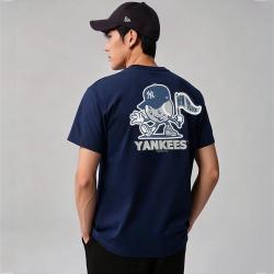 NEW ERA MLB联盟卡通系列刺绣圆领短袖T恤男女潮
