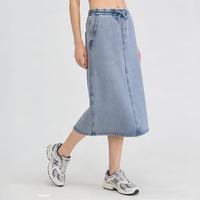Gap 女装2026春季款花体logo刺绣水洗松紧腰牛仔裙半身裙869796