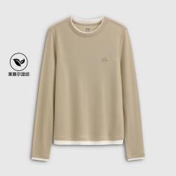 Gap 女装2026春季款刺绣logo假两件宽松圆领长袖T恤上衣859002