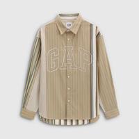 Gap 男女装春款刺绣logo宽松纯棉条纹长袖衬衫上衣791968