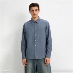Gap 男装2026春季款通勤牛仔布宽松翻领长袖衬衫百搭上衣854175