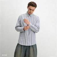Gap 男装2026春季款纯棉logo提花条纹宽松长袖衬衫上衣854190
