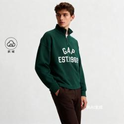 Gap 男女装春款logo抓绒宽松半拉链立领卫衣上衣788688