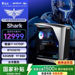 雷神 黑武士·Shark 游戏设计台式电脑电竞主机（i7-14700F 32GD5 RTX5070 1T 360水冷侧透)