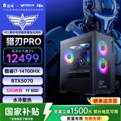 雷神 黑武士·猎刃Pro高性能游戏办公商用台式机电脑电竞主机(i7-14700HX 32G D5 RTX5070 1T)水冷侧透