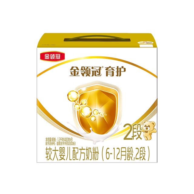 伊利 金领冠育护较大婴儿配方奶粉2段6-12月1200g*4盒【5倍DHA好脑力】