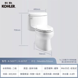科勒 希玛龙系列 K-5697T-C-0 喷射虹吸式马桶