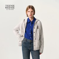 TEENIE WEENIE TeenieWeenie小熊针织衫女绵羊毛山羊绒26秋新款复古绞花连帽开衫