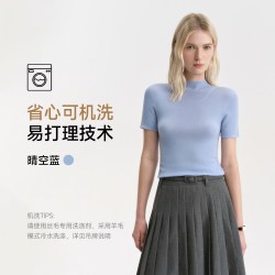 TEENIE WEENIE TeenieWeenie小熊女可机洗美利奴羊毛短袖针织衫
