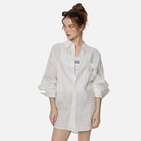 TURN SIGNAL 亚麻长袖衬衫女中长款春秋2026新款休闲宽松衬衣外套