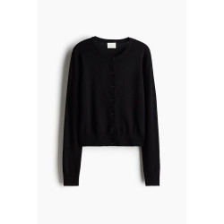 H&M HM女装毛针织衫2024秋季慵懒风圆领长袖打底衫短款外套0579541